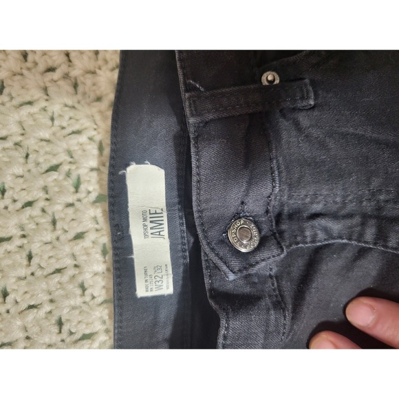 Topshop Skinny Slim Dark Wash Black Denim Jeans Button Zip Stretch Women's - Picture 3 of 6